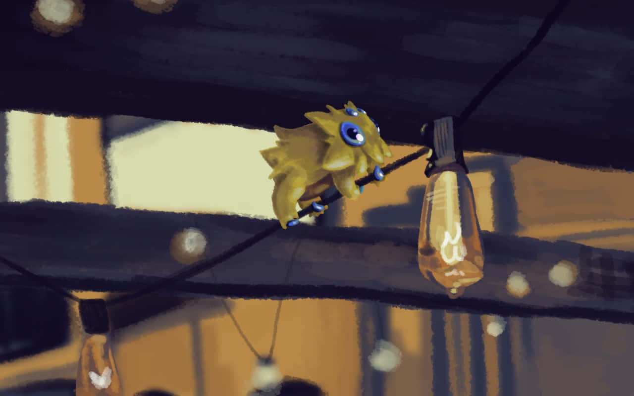 Joltik Climbing A Wire : A Display Of Agility Wallpaper