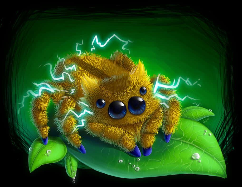 Joltik On A Leaf With Crackling Electricity Wallpaper