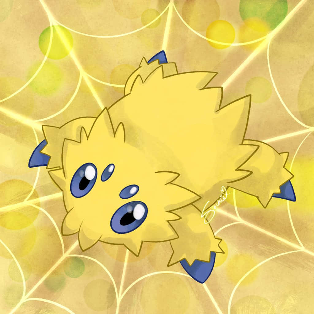 Joltik On A Yellow Electric Web Wallpaper