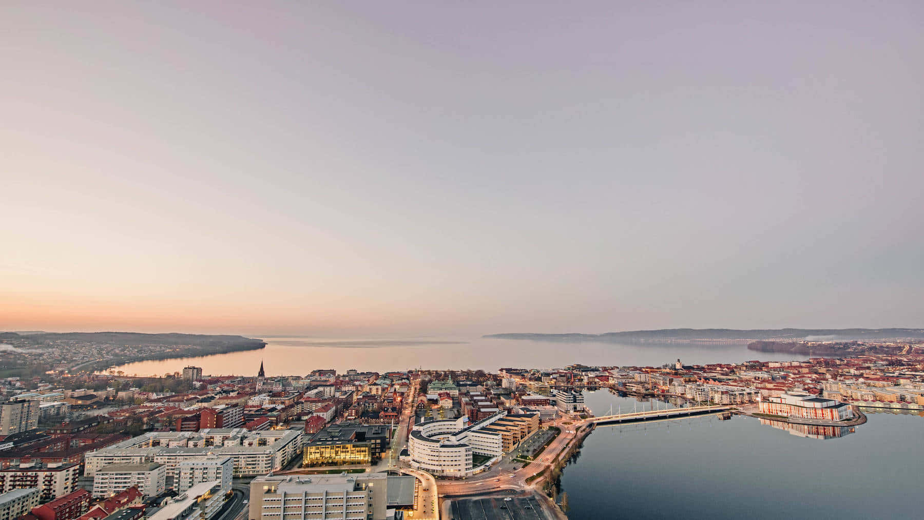 Jonkoping Sweden Aerial View Dusk Wallpaper