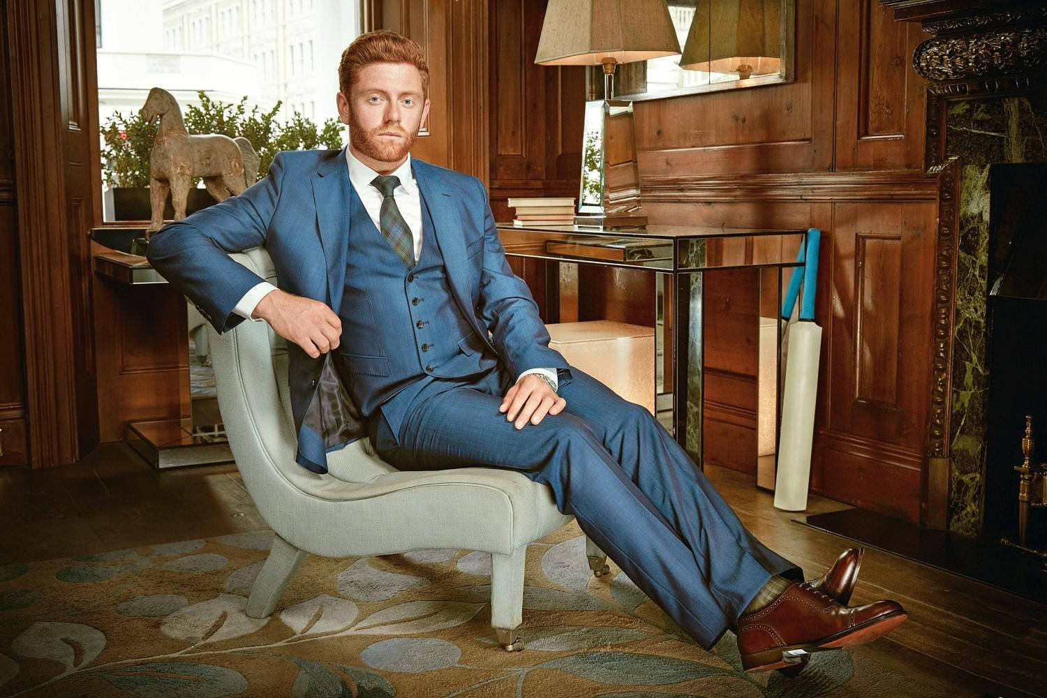 Jonny Bairstow In Blue Formal Suit Wallpaper