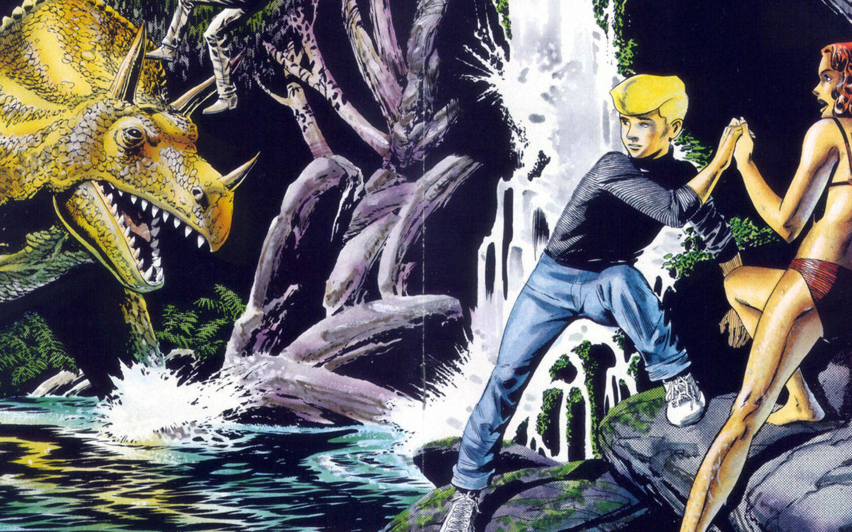 Jonny Quest With Dinosaur Wallpaper