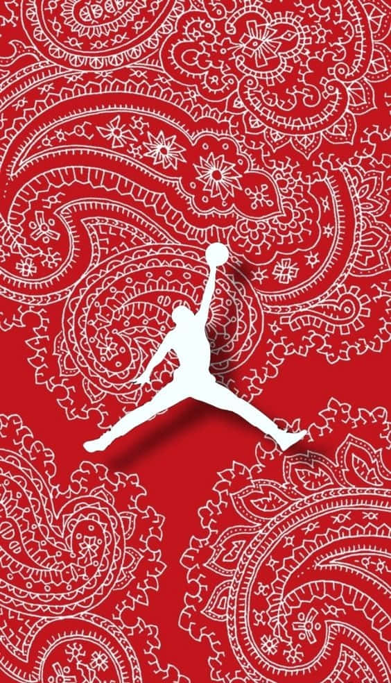 Jordan Logo On Blood Gang Red Pattern Wallpaper