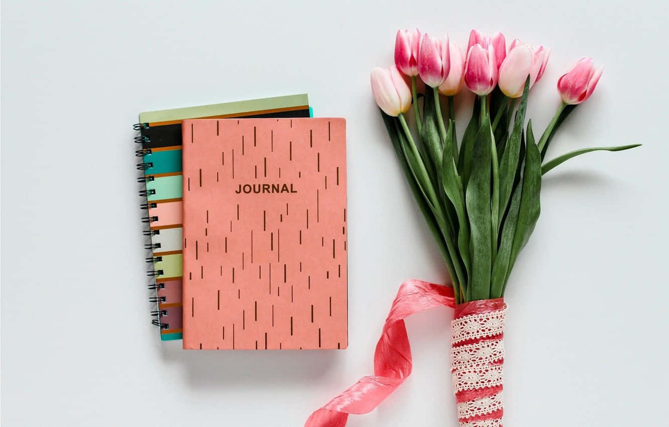 Journaland Tulips Flatlay Wallpaper