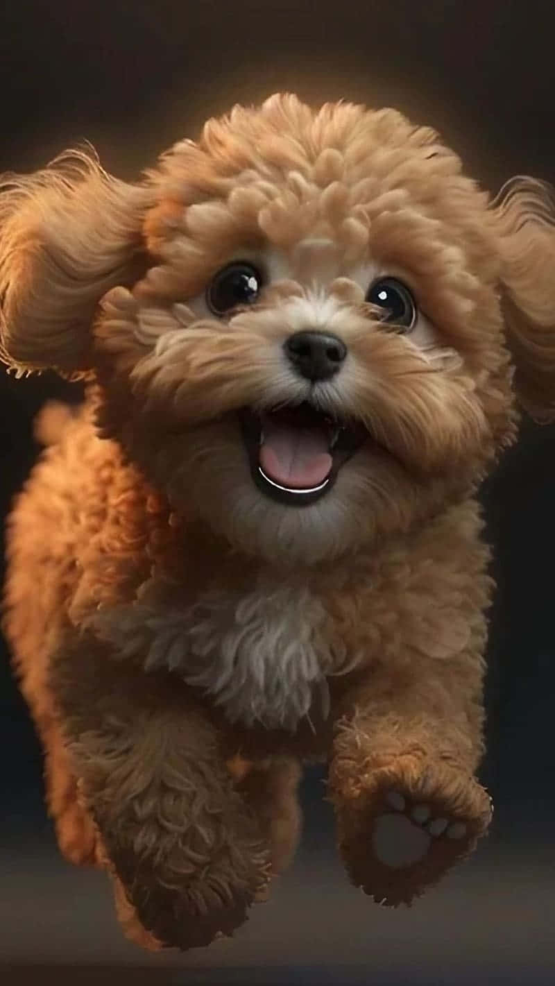 Joyful Puppy Leap Wallpaper