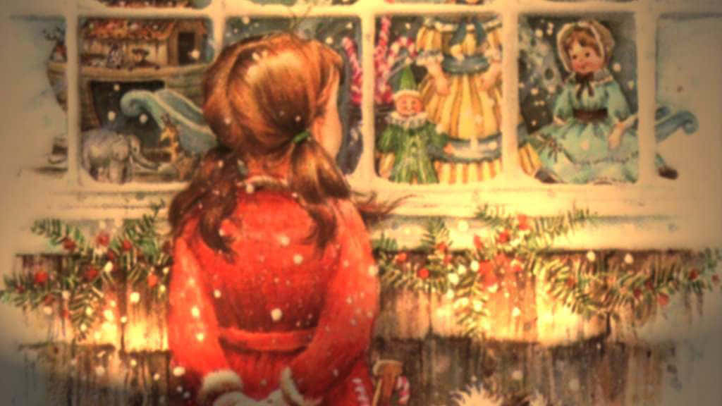 Joyful Vintage Christmas-themed Desktop Wallpaper