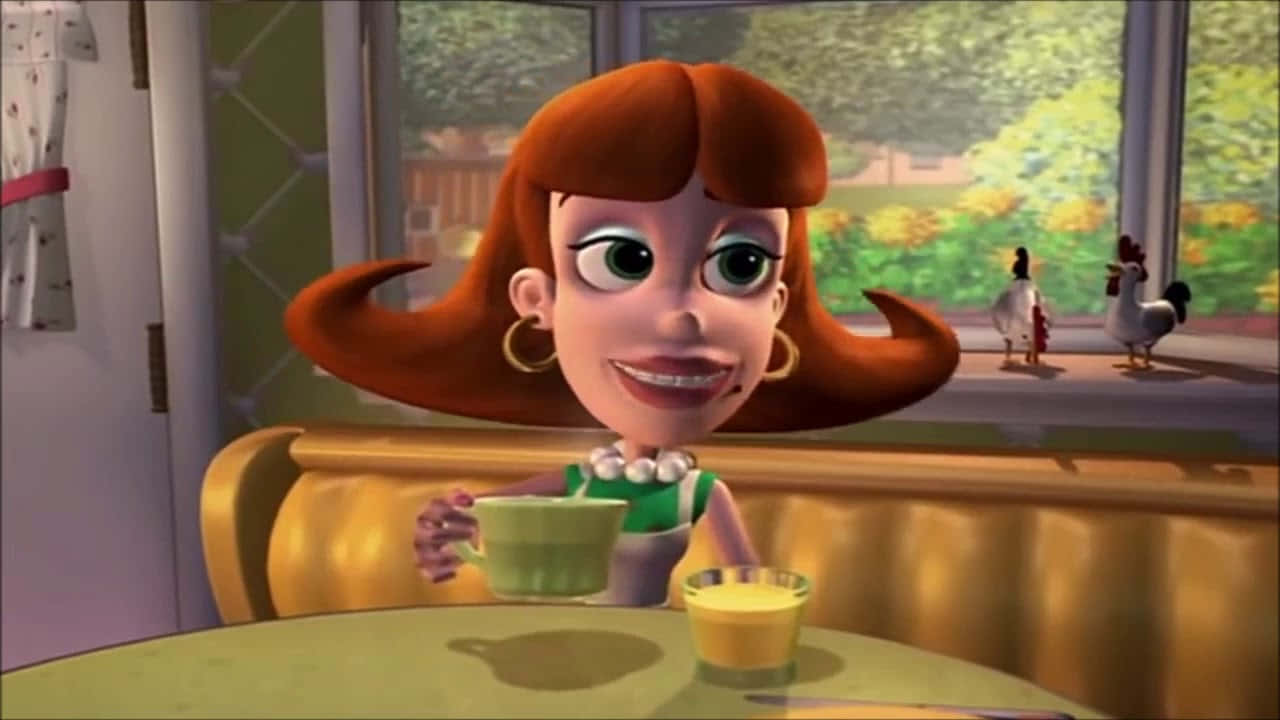 Judy Drinking Coffee Jimmy Neutron Boy Genius Wallpaper