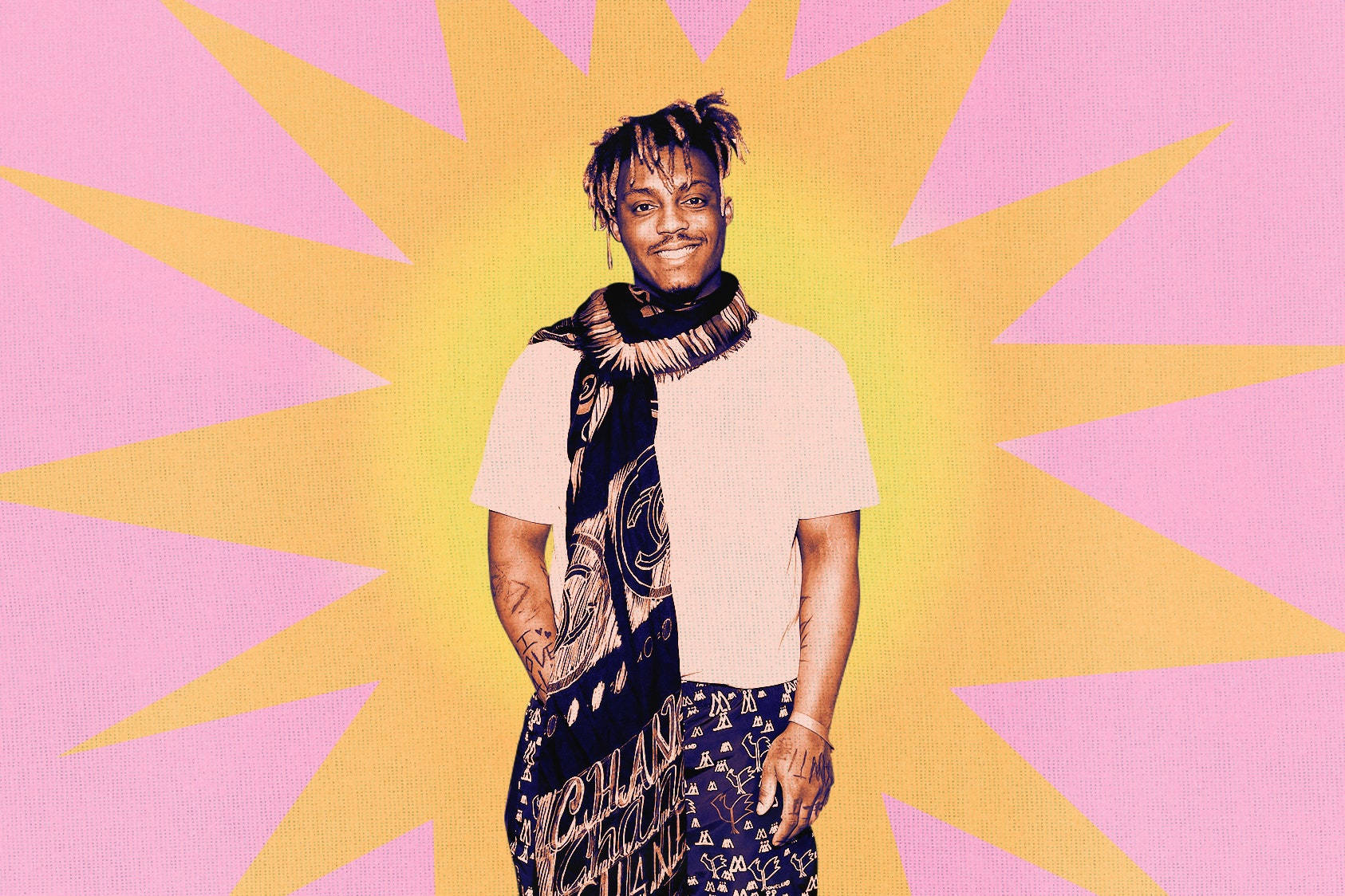 Juice Wrld Posing In The Pastel Sun Wallpaper