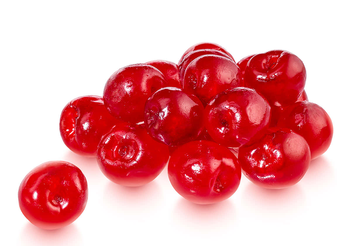 Juicy Red Cherries On A Vibrant Background Wallpaper