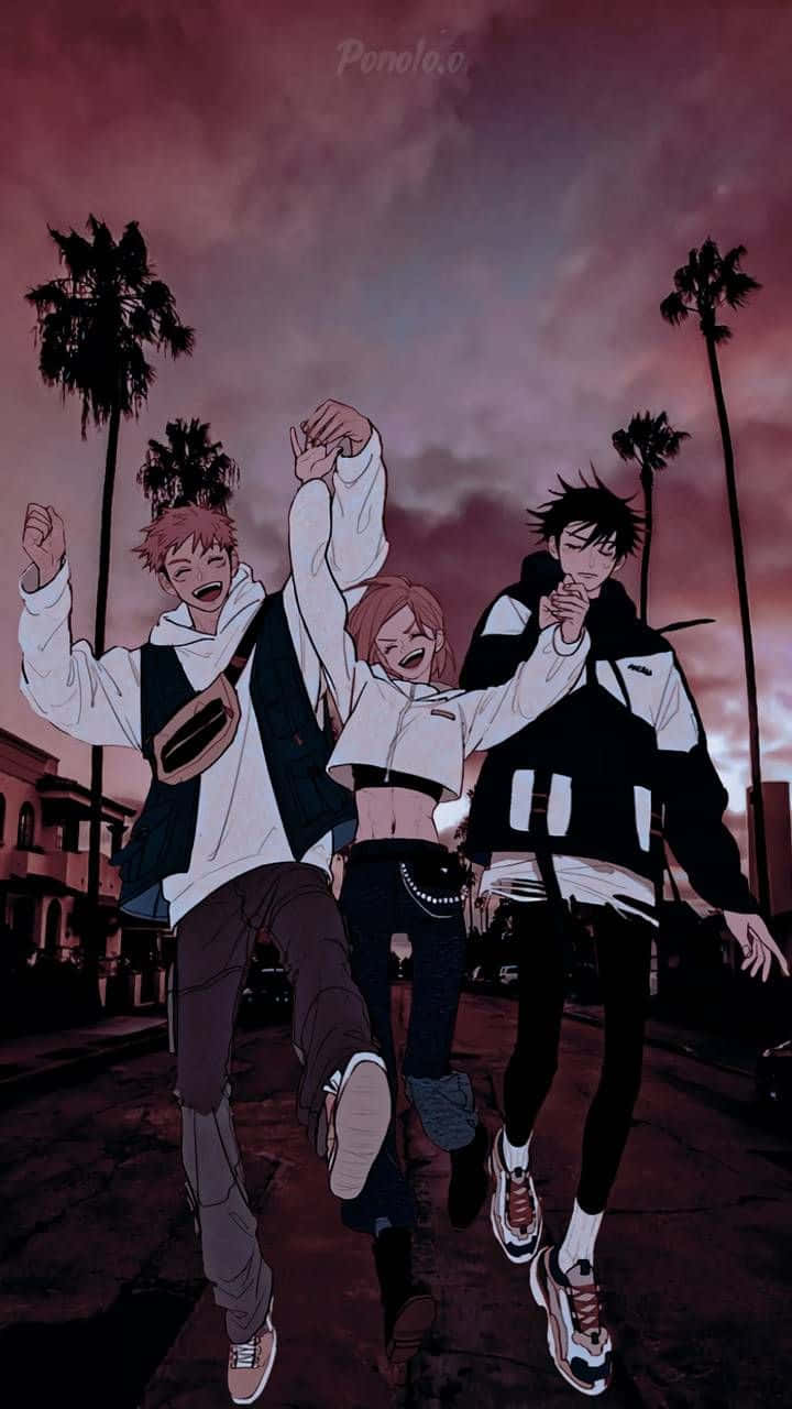 Jujutsu Kaisen_ Trio_ Sunset_ Stroll Wallpaper