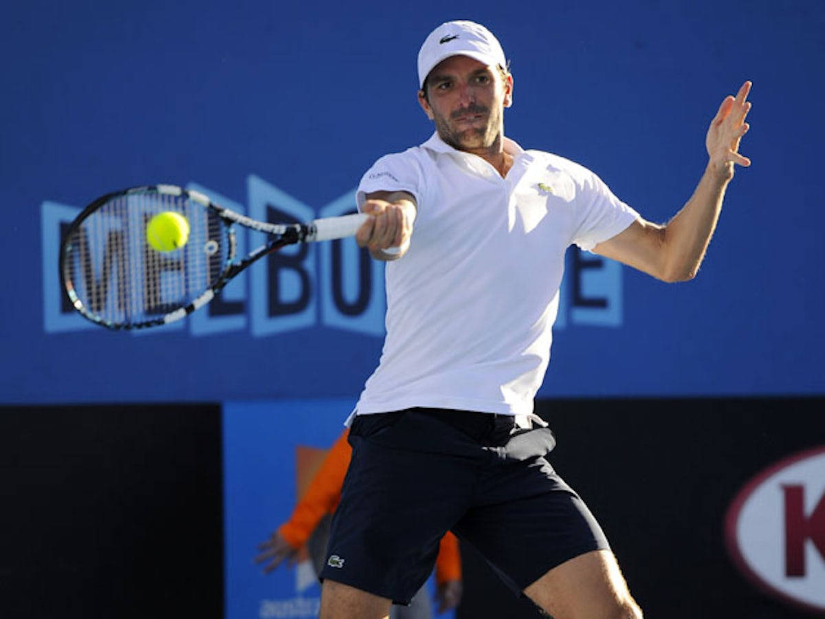 Julien Benneteau In White And Black Tennis Attire Wallpaper