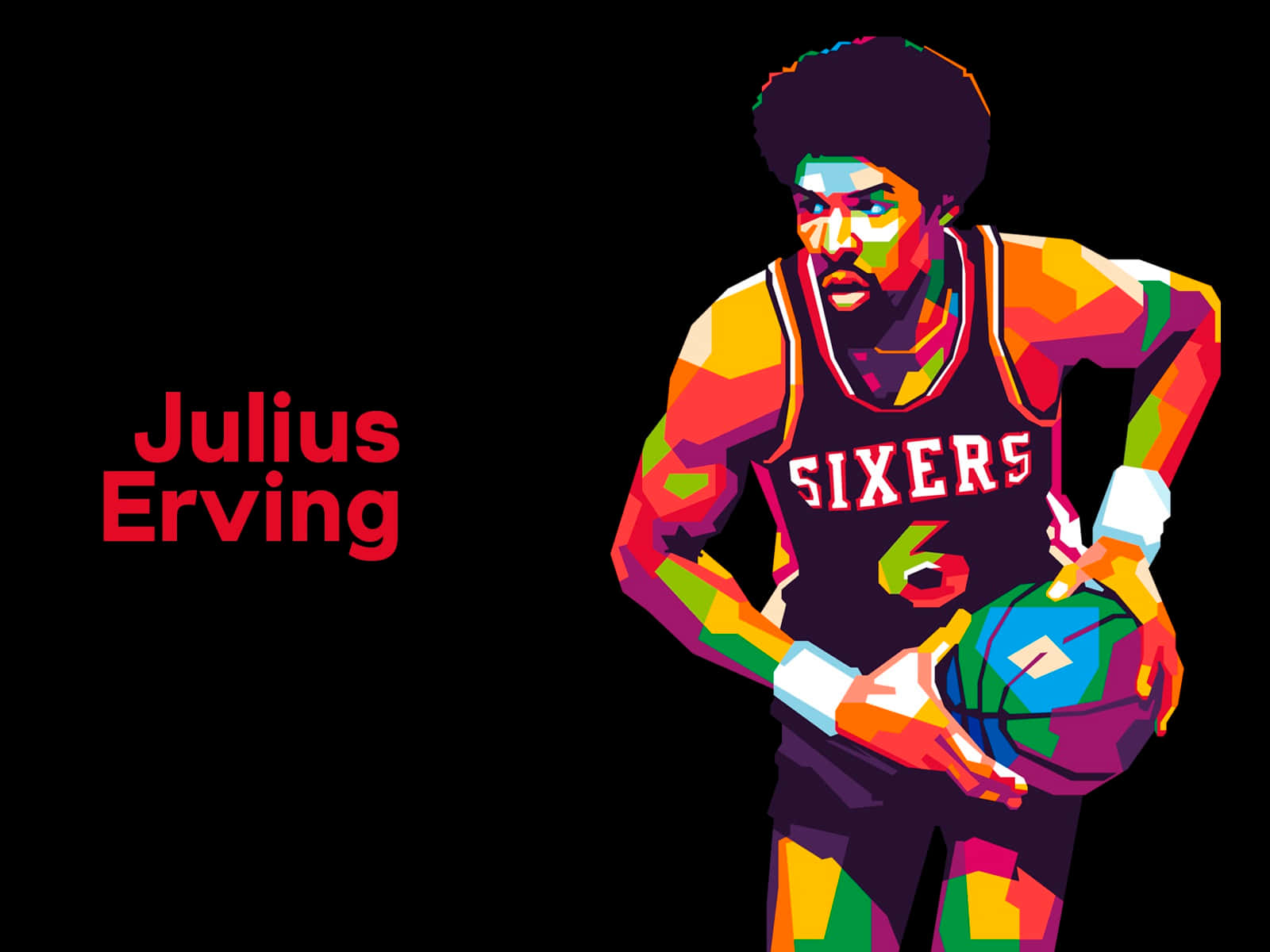 Julius Erving Edited Poster Wallpaper