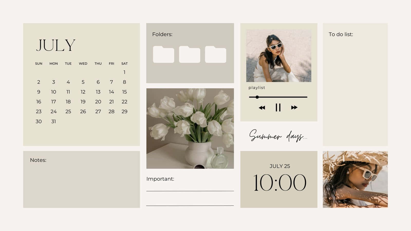 July Aesthetic Organizer Template Wallpaper