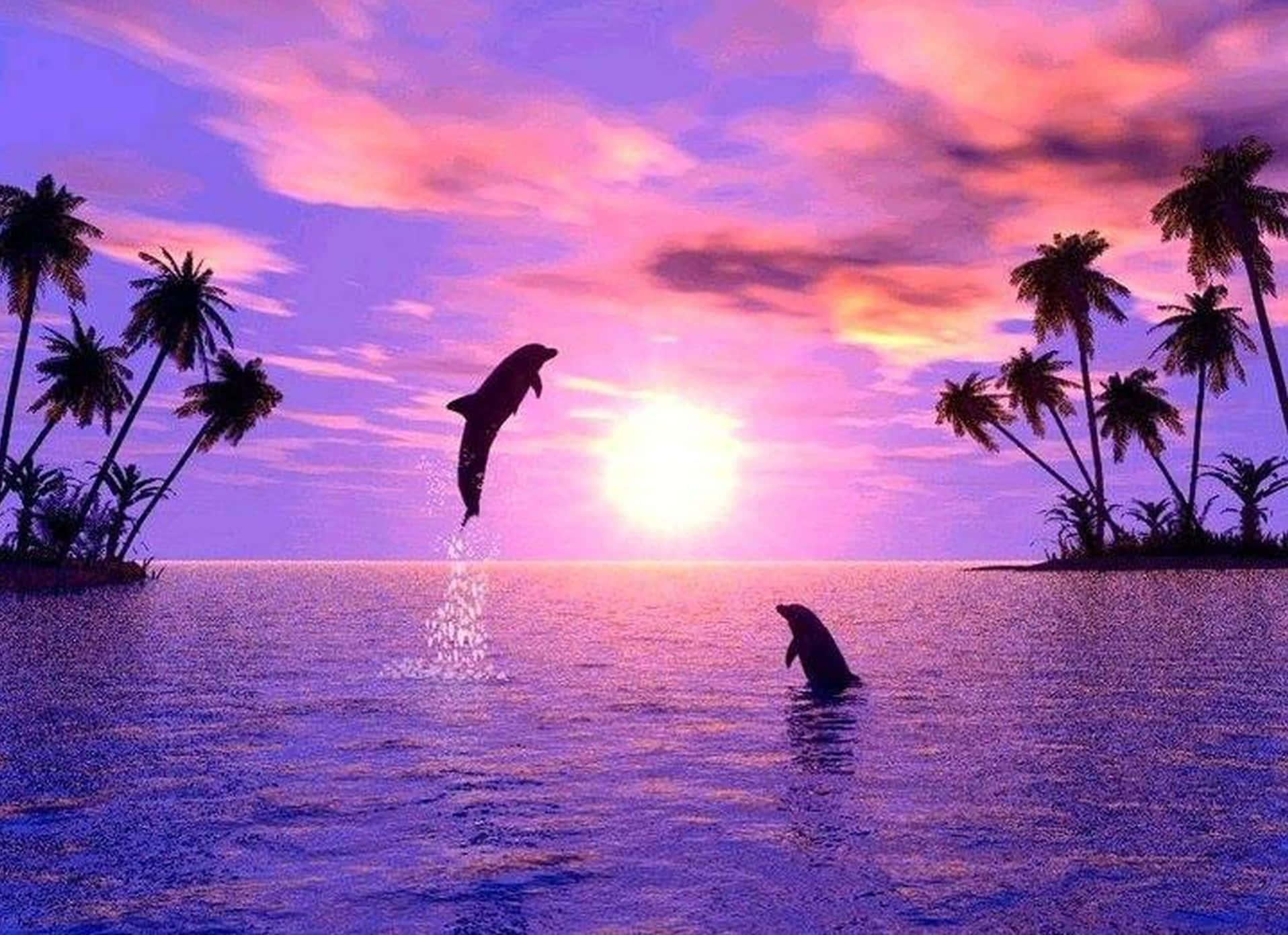 Jumping For Joy! Majestic Pink Dolphin Gracefully Clearing The Water Wallpaper