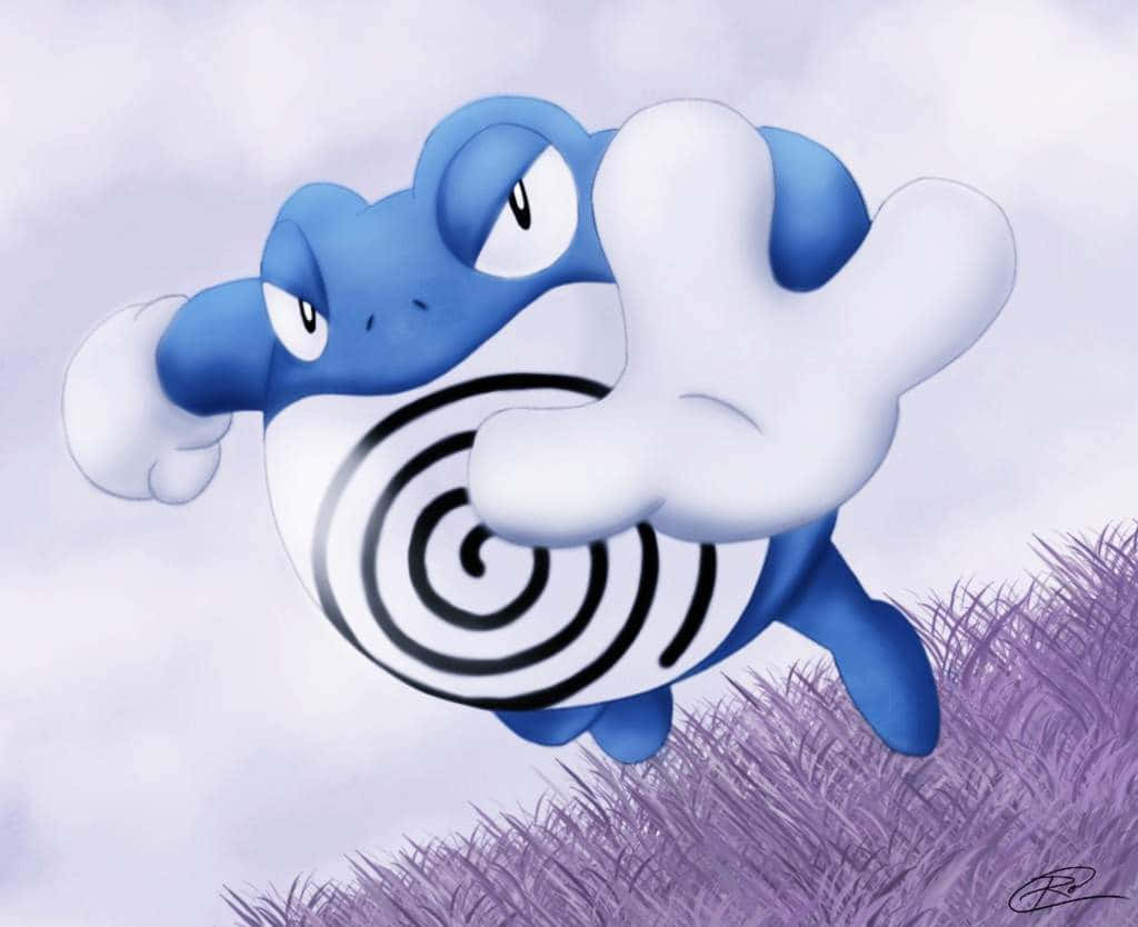 Jumping Poliwrath Motioning Stop Wallpaper