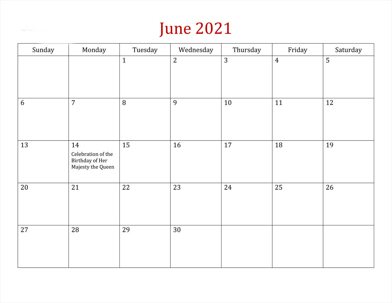 June 2021 Calendar 1320 X 1020 Wallpaper