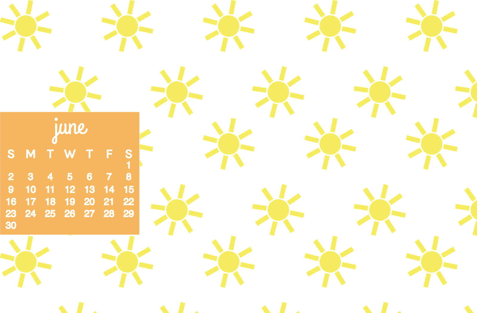 June Sun Pattern Calendar Desktop Wallpaper Wallpaper