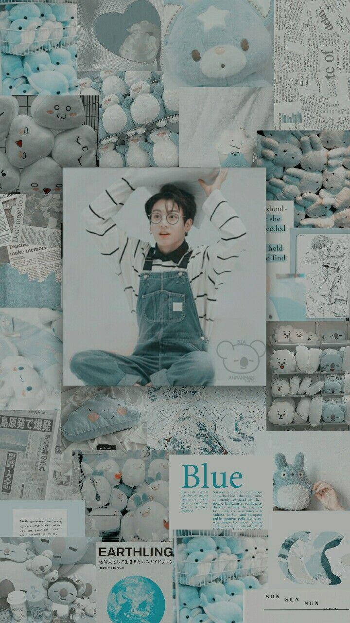 Jungkook Aesthetic Light Blue Wallpaper