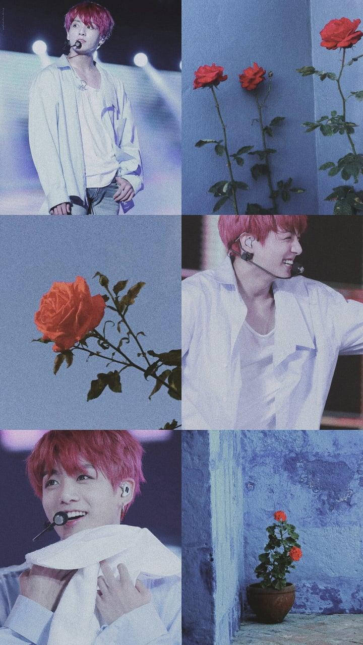 Jungkook Aesthetic Red Roses Wallpaper