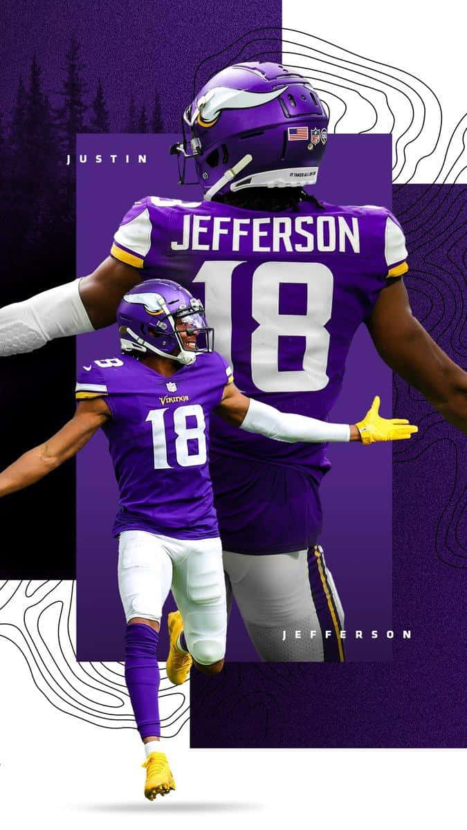 Justin Jefferson Vikings W R18 Collage Wallpaper