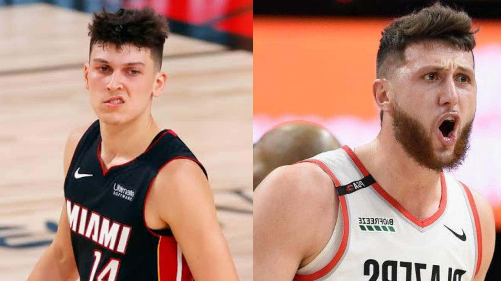 Jusuf Nurkic And Tyler Herro Collage Wallpaper