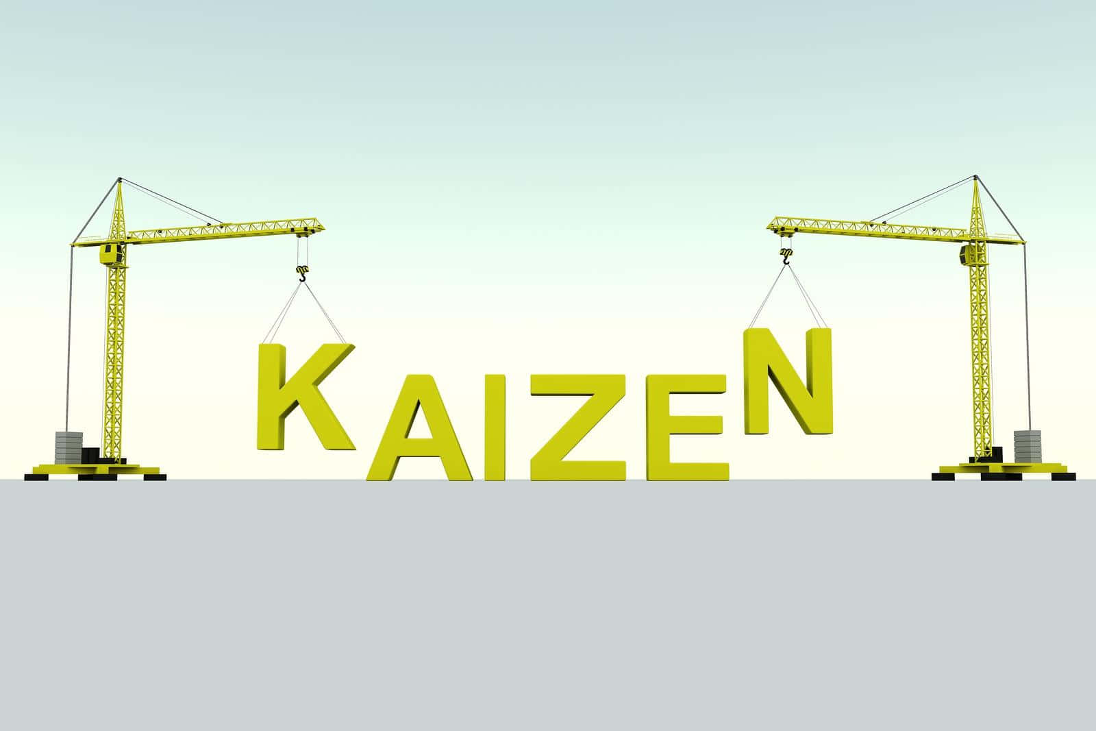 Kaizen Concept Cranes Hoisting Letters Wallpaper