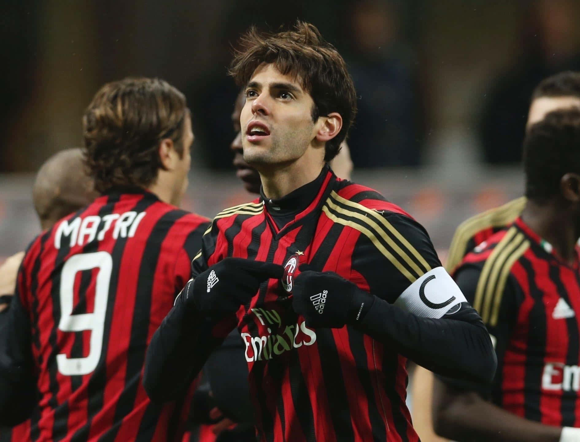 Kaka Celebratingin A C Milan Stripes Wallpaper