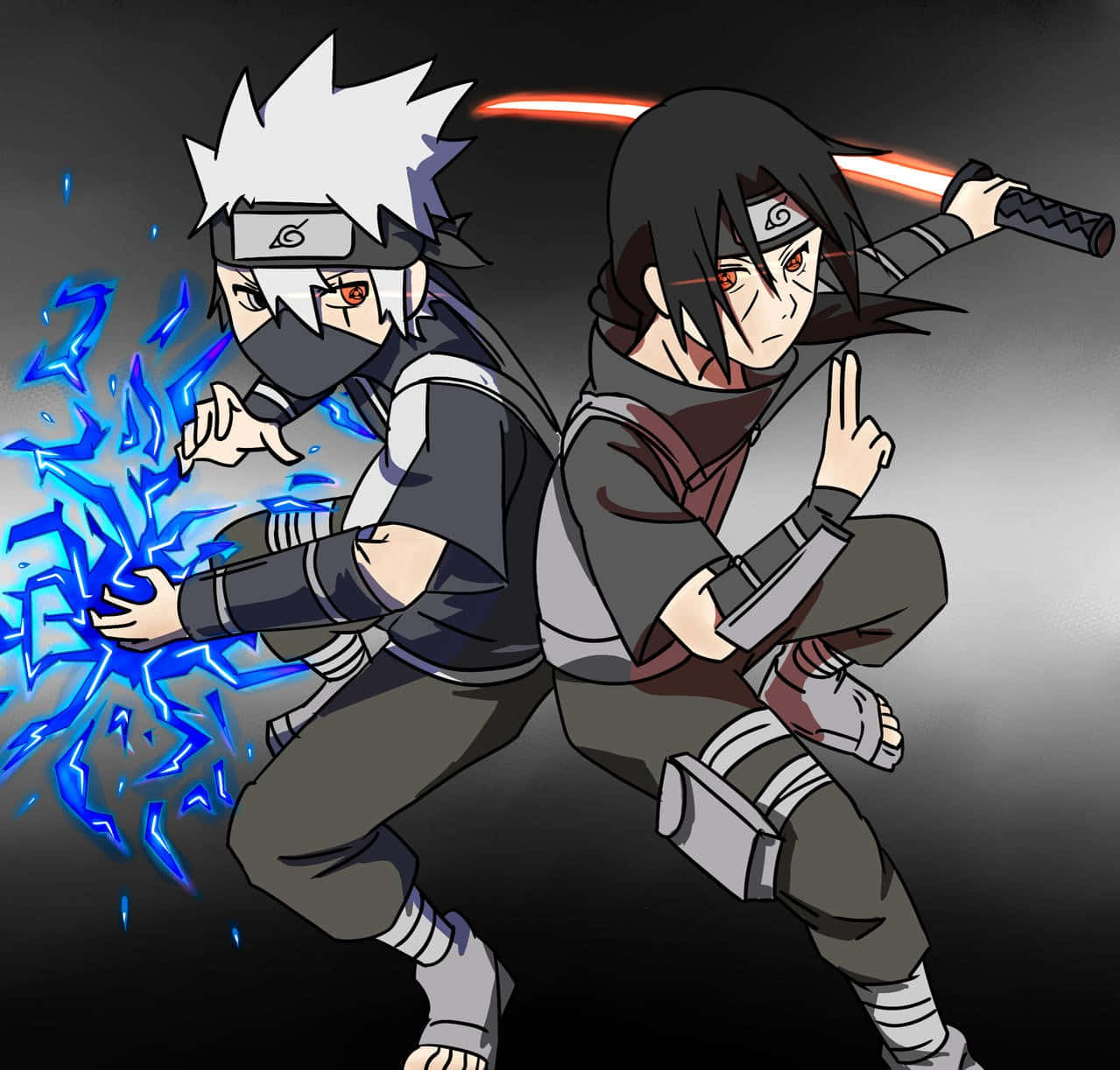 Kakashi And Itachi Face Off In Intense Battle Wallpaper