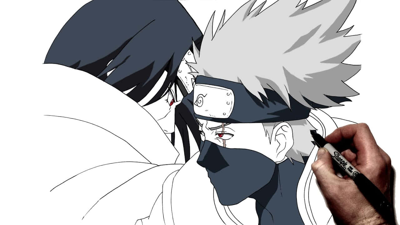 Kakashi And Itachi - Fierce Warriors Of The Hidden Leaf Wallpaper