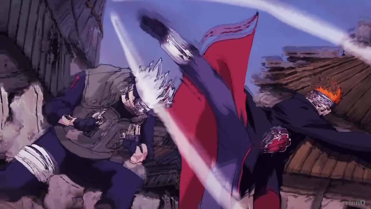 Kakashi Battle Against Pain In A Tense Showdown Wallpaper