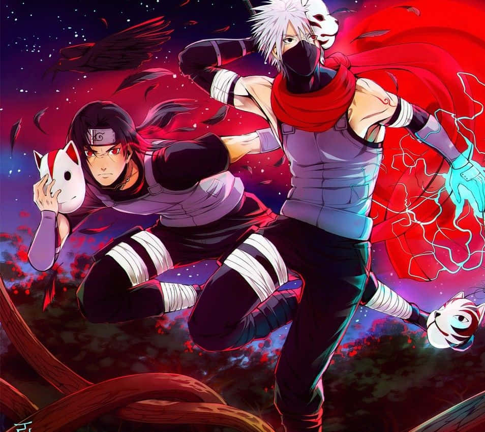 Kakashi Hatake And Itachi Uchiha Face Off In An Intense Battle Wallpaper