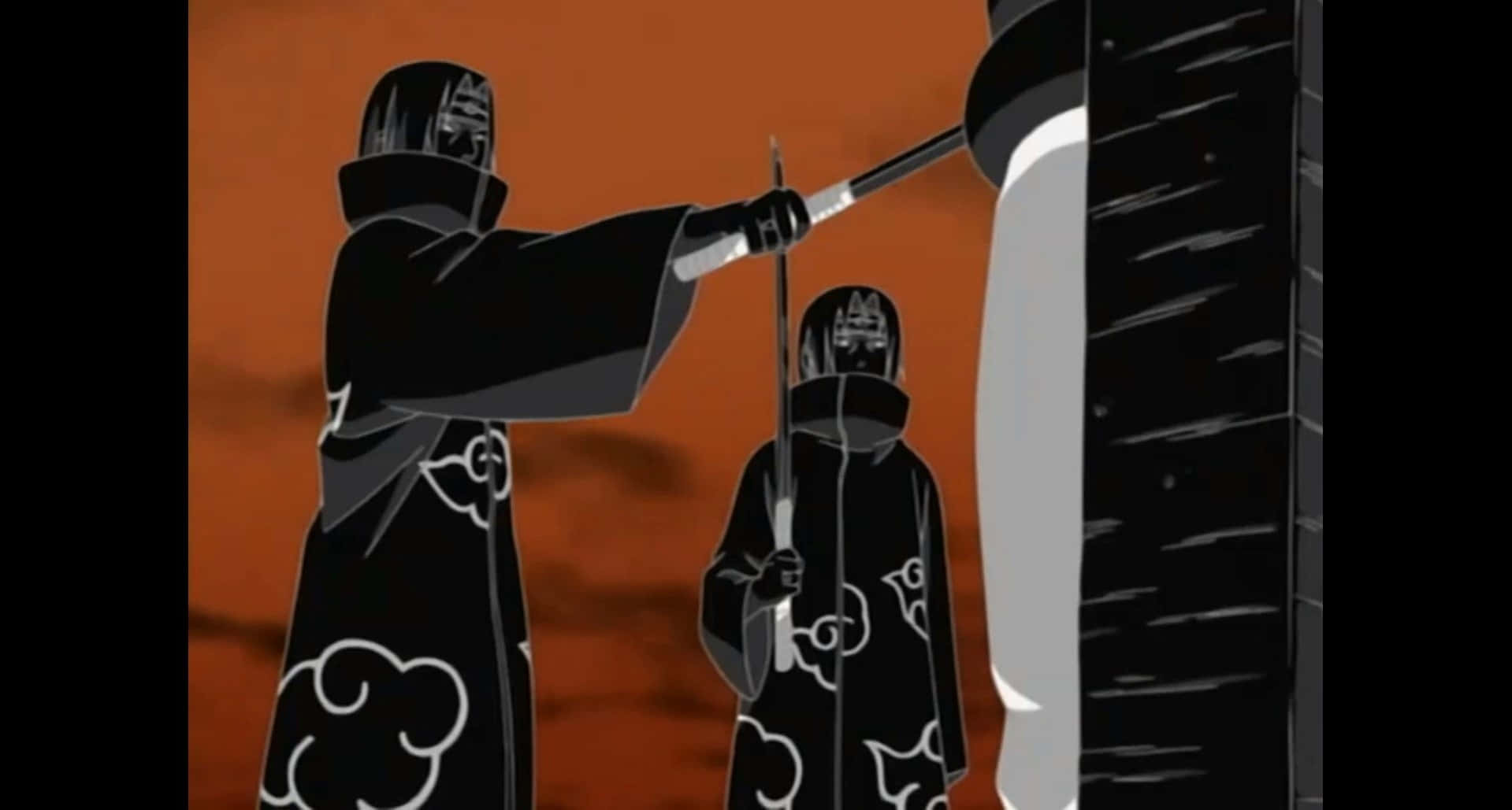 Kakashi Hatake And Itachi Uchiha Facing Off In An Intense Battle. Wallpaper