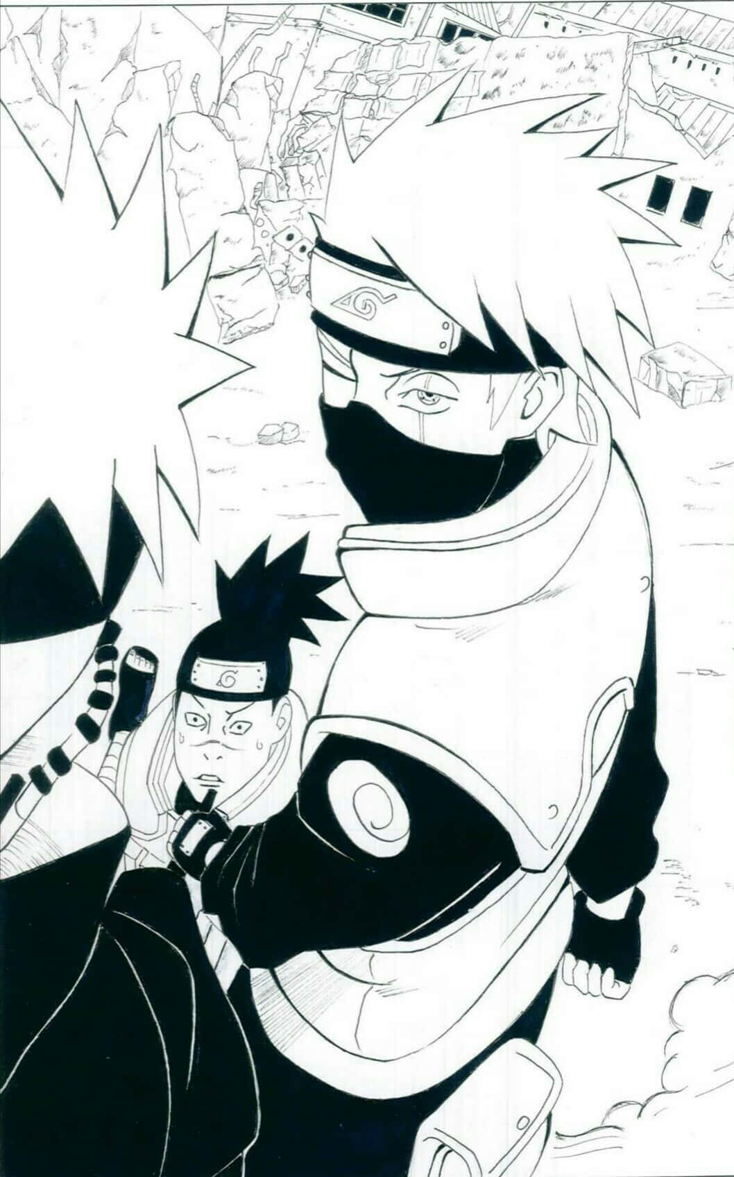 Kakashi Hatake And Pain Confront Each Other In An Intense Battle Wallpaper