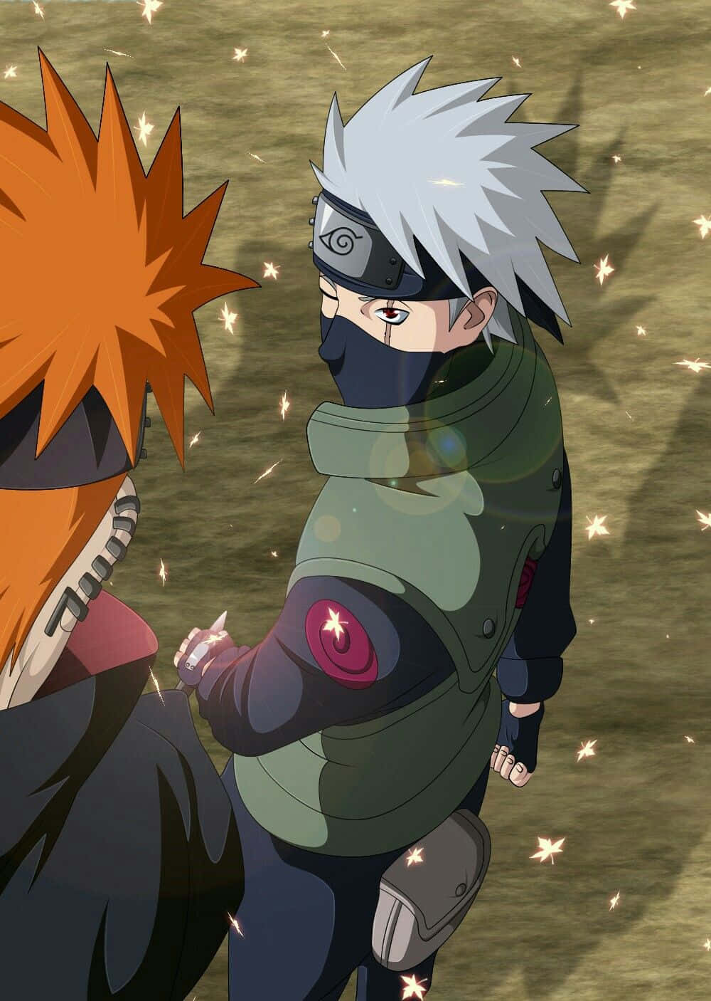 Kakashi Hatake And Pain, Face To Face In Intense Battle Wallpaper