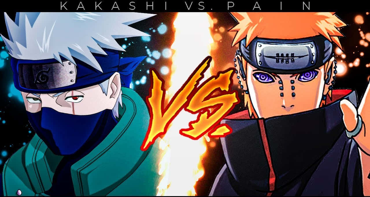 Kakashi Hatake And Pain Ready For Battle In Intense Anime Showdown Wallpaper