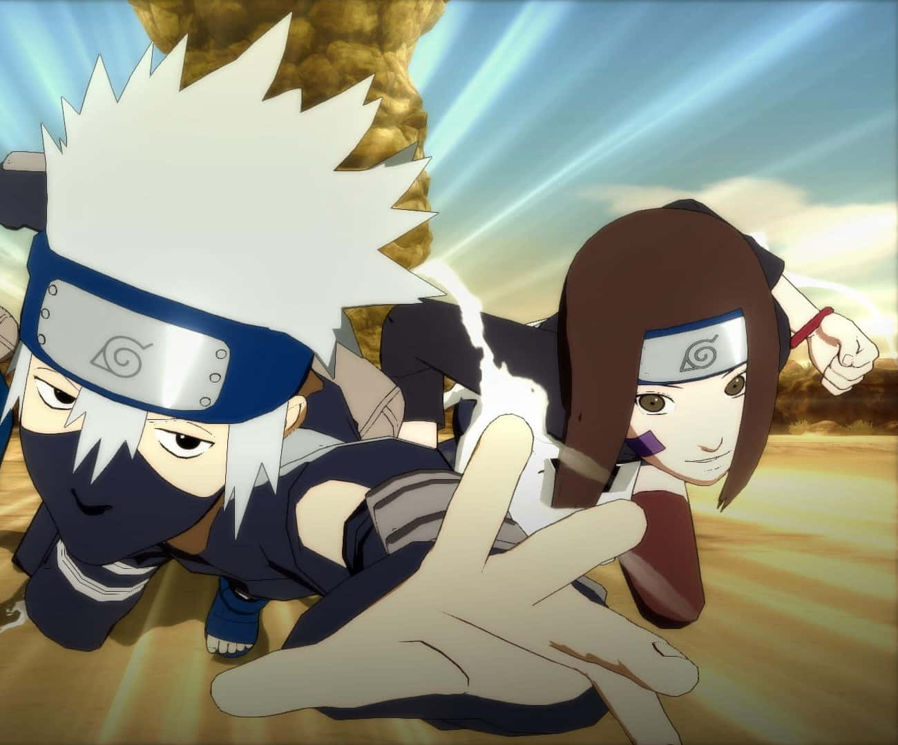 Kakashi Hatake And Rin Nohara: Guardians Of The Hidden Leaf Village Wallpaper