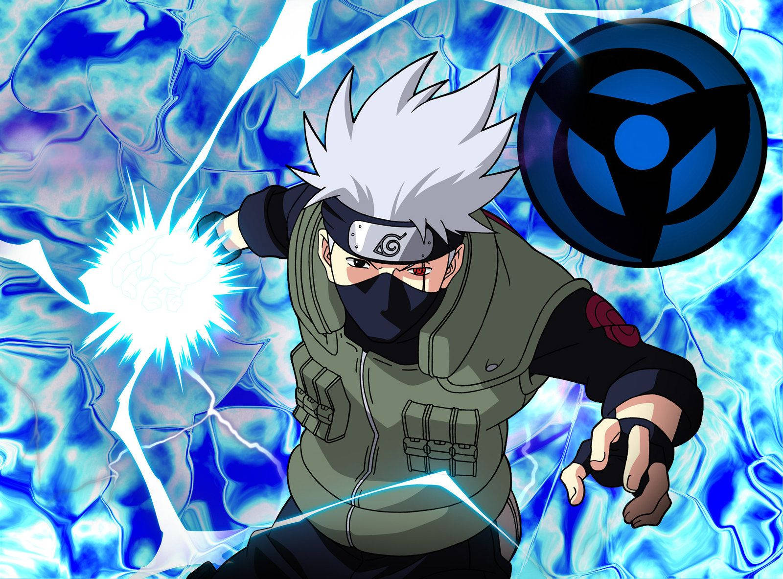 Kakashi Using His Signature Jutsu, The Raikiri Lightning Cutter Wallpaper