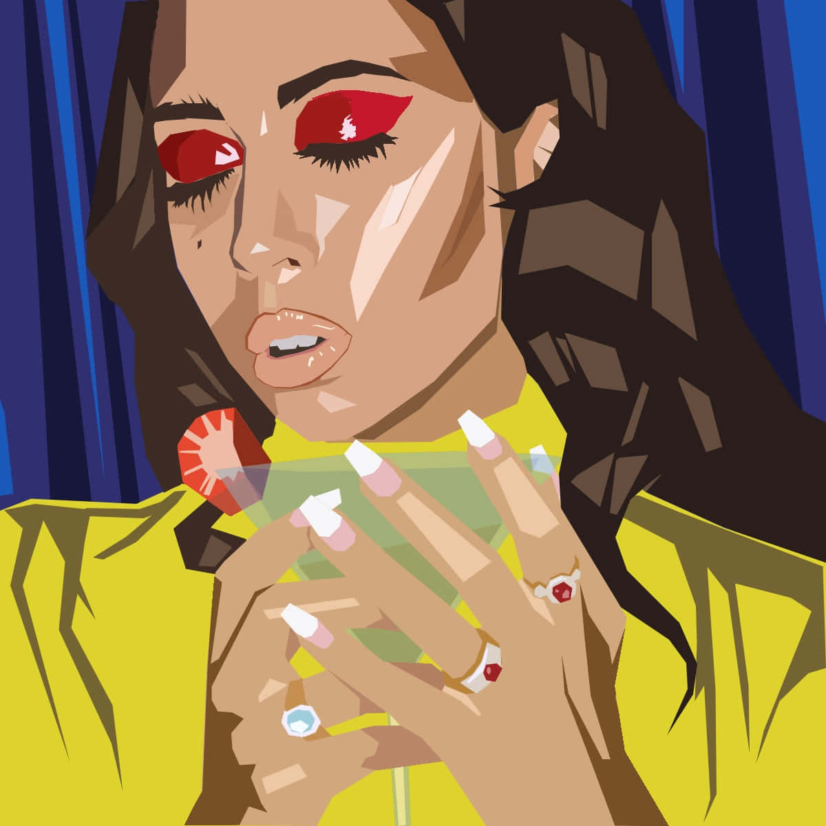 Kali Uchis Stylized Portrait Wallpaper