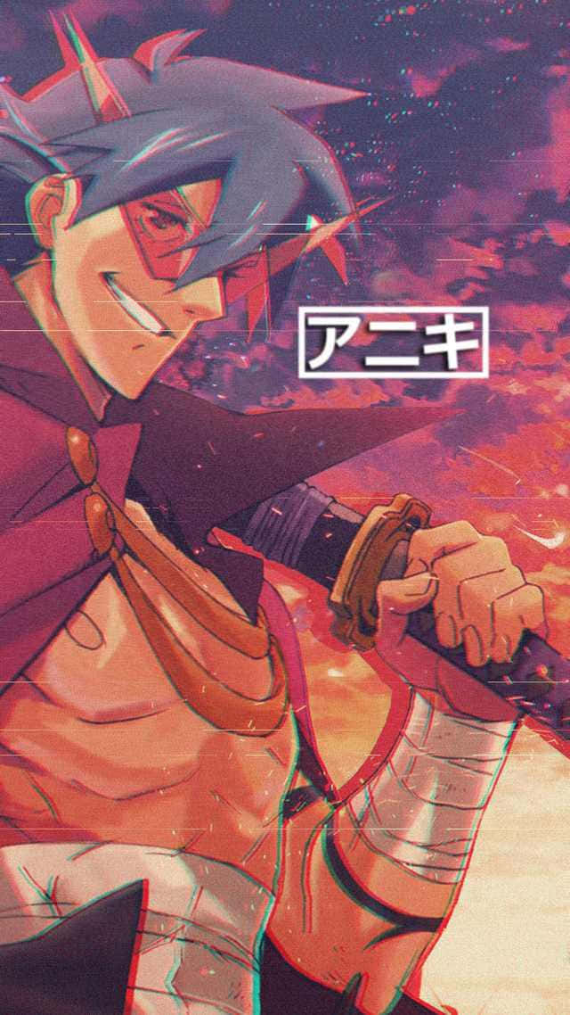 Kamina From Gurren Lagann Posing Heroically With His Sword And Sunglasses Wallpaper