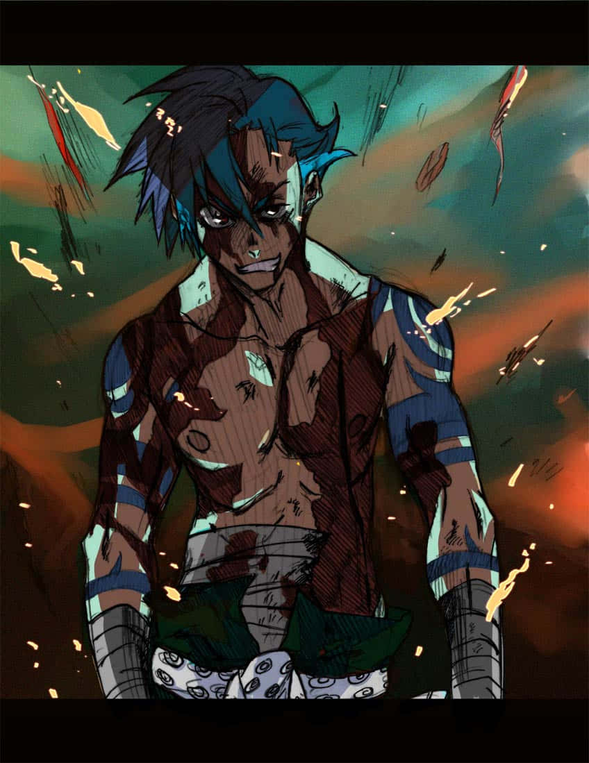 Kamina Striking A Powerful Pose In Gurren Lagann Wallpaper