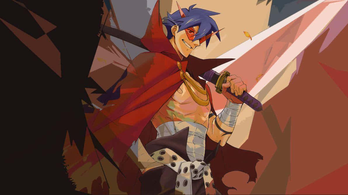 Kamina, The Inspiring Leader From Gurren Lagann, Posing Against A Captivating Background. Wallpaper