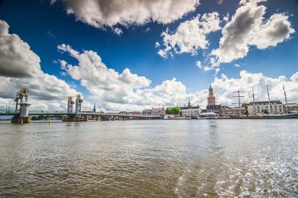 Kampen Skylineand River I Jssel Wallpaper