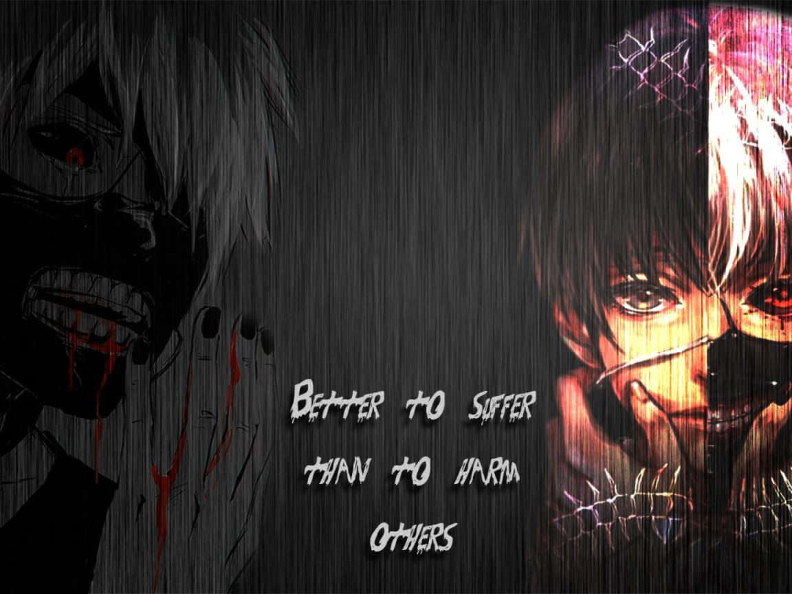 Kaneki Anime With Sad Quote Wallpaper