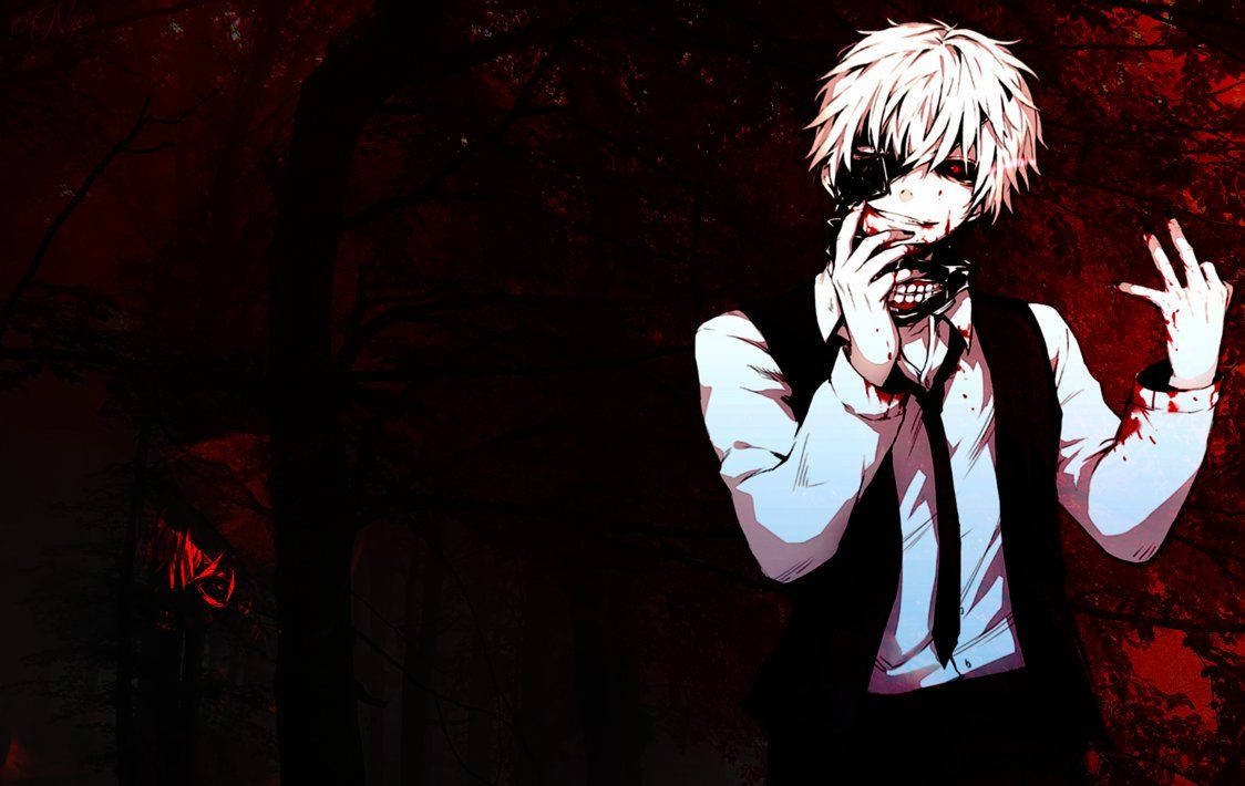 Kaneki Ken Displaying His Intense Power Of Survival Wallpaper