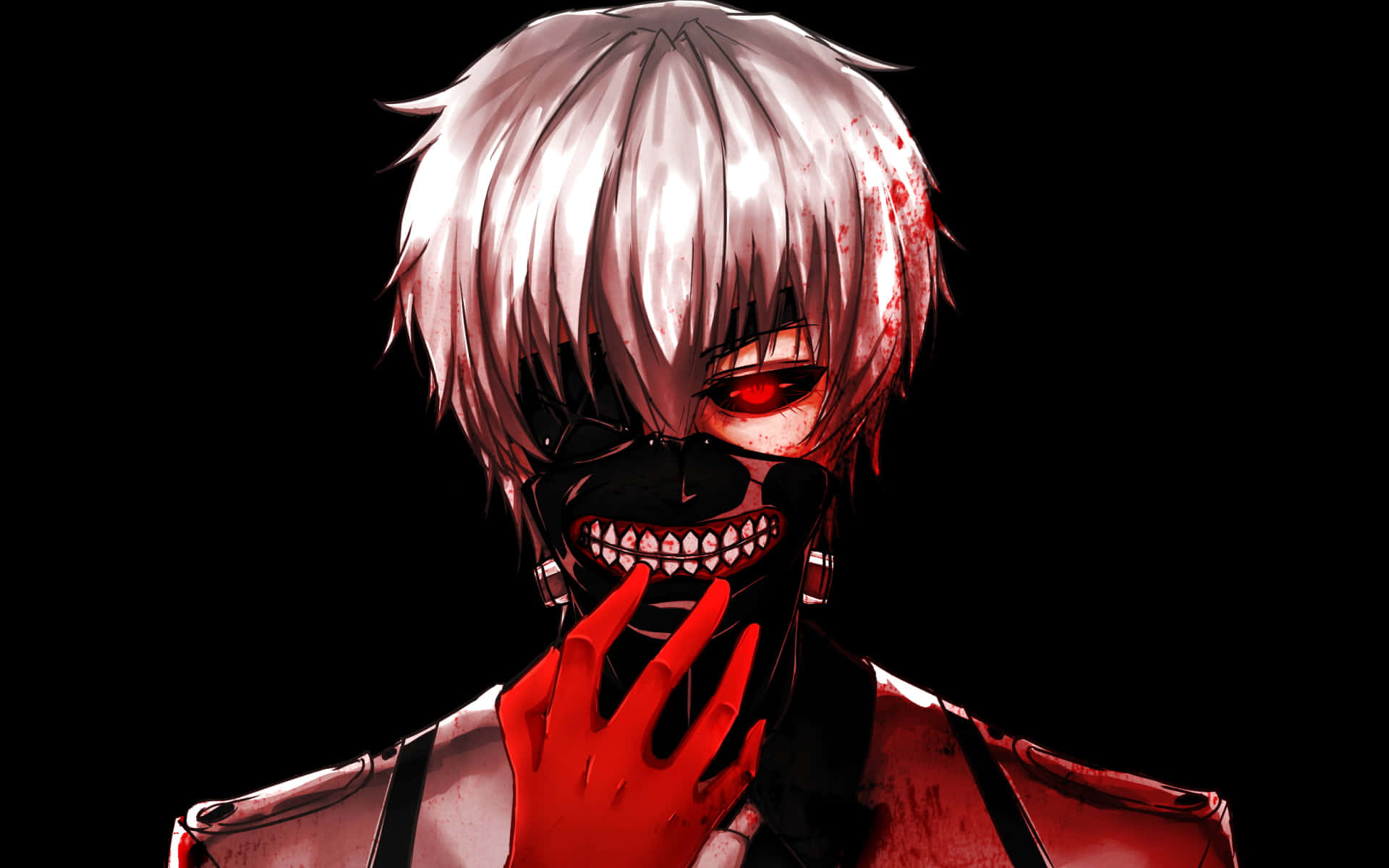 Kaneki's Iconic Mask Evoking Mystery, Mysticism, And A Sense Of Unknown Danger. Wallpaper