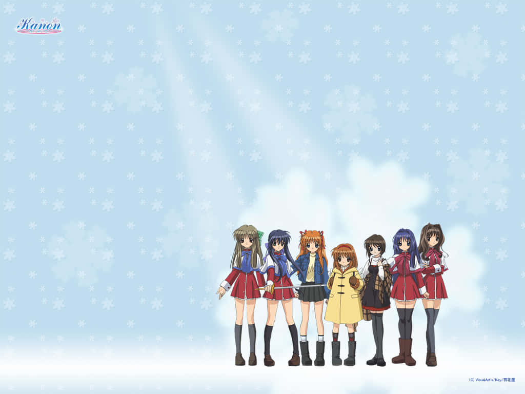 Kanon Anime Characters Winter Background Wallpaper