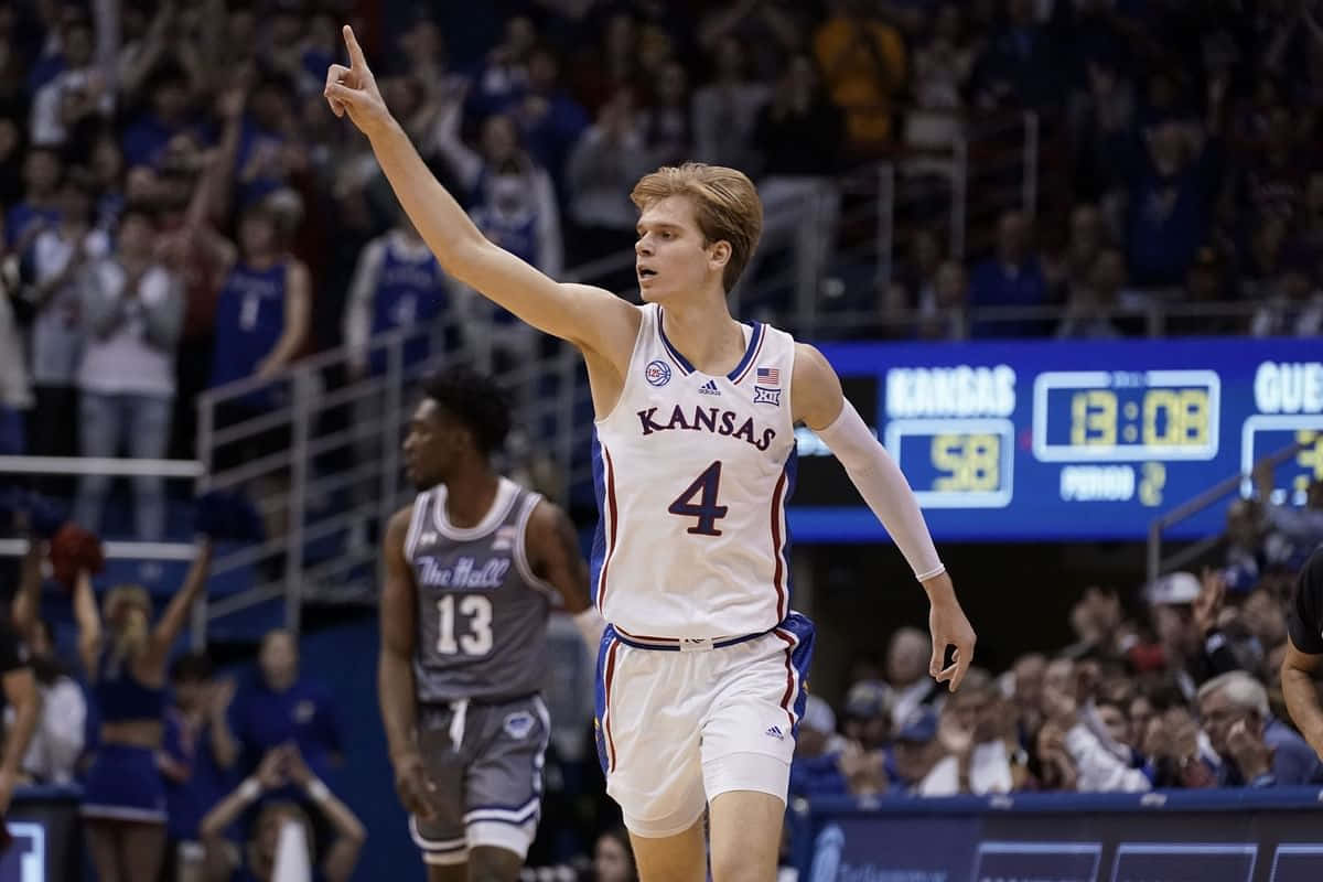 Kansas Basketball Player Celebrating Wallpaper