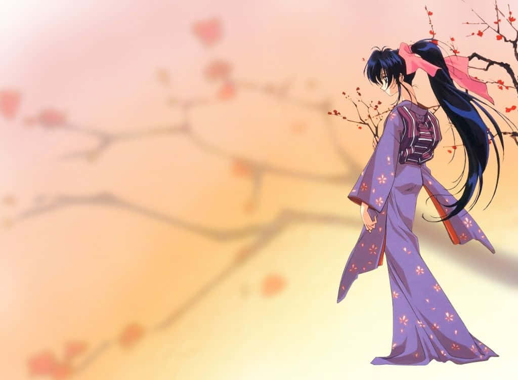 Kaoru Kamiya In Traditional Kimono Wallpaper