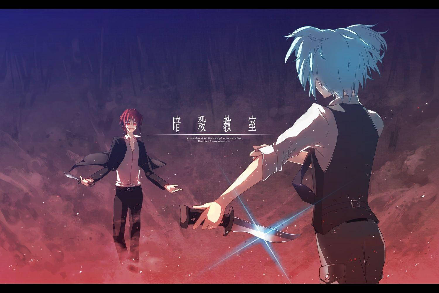 Karma Akabane And Nagisa Shiota Fight Wallpaper