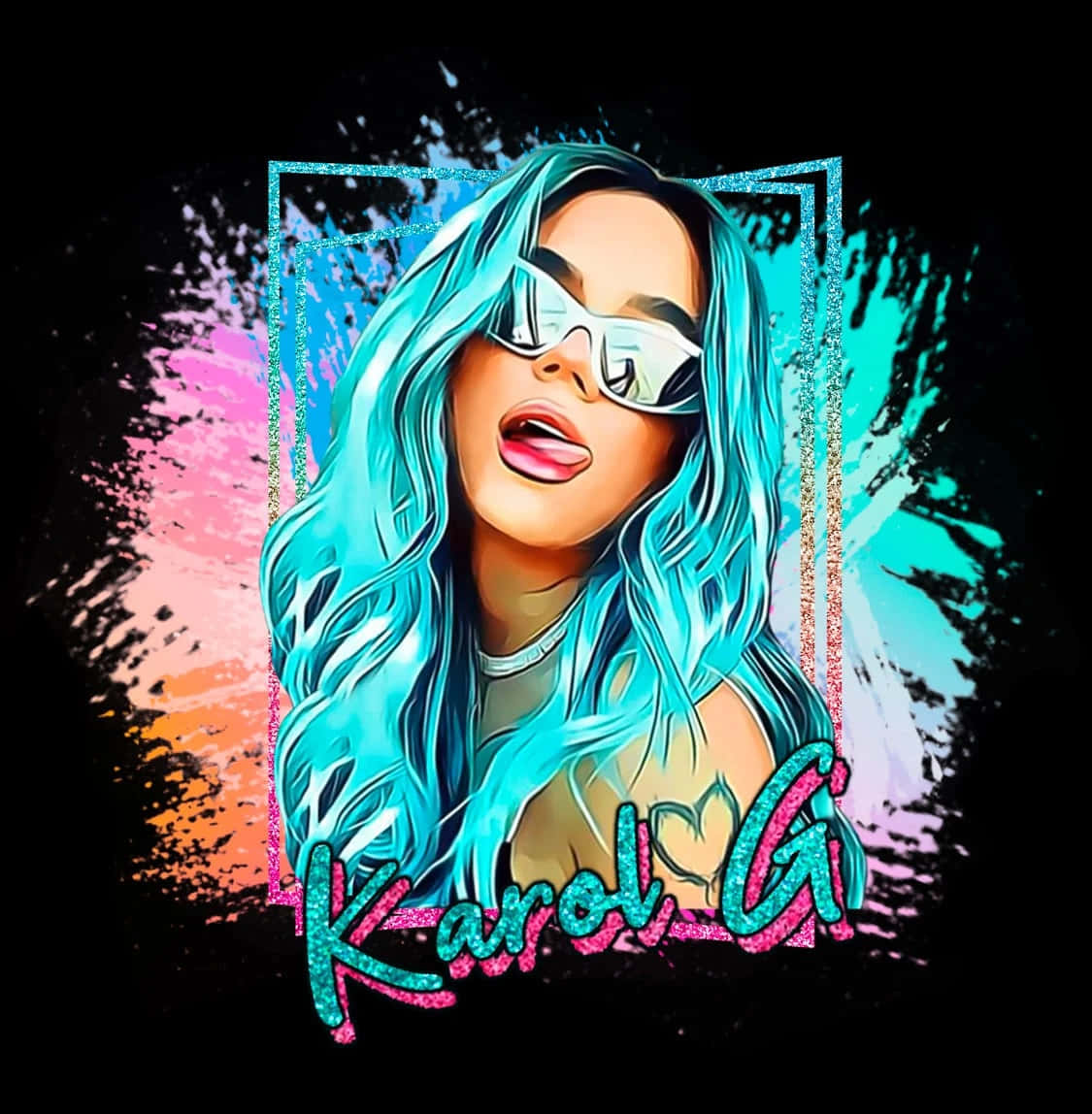 Karol G Blue Hair Artistic Aesthetic Wallpaper